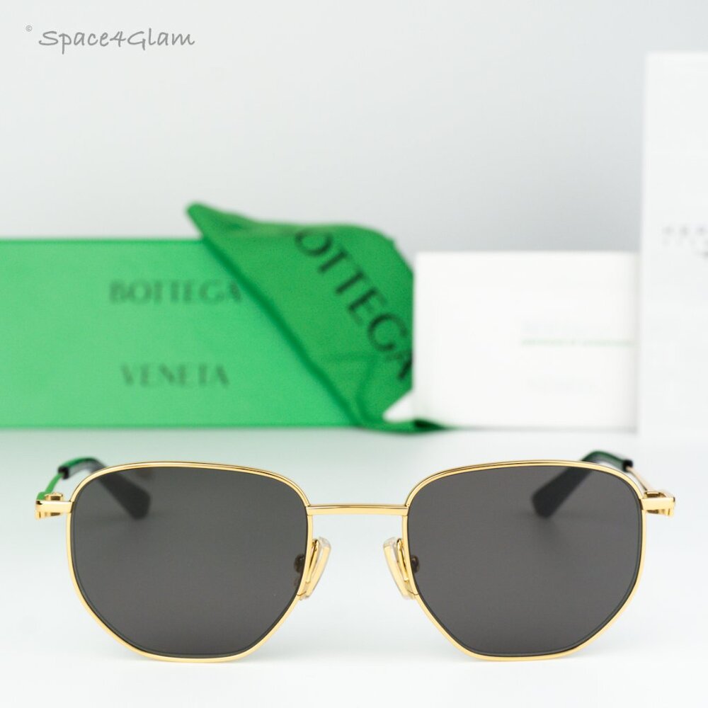 BRAND NEW Bottega Veneta BV1301S 001 Gold Grey Split Panthos Unisex Sunglasses